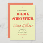 レトロオレンジイエローベビーシャワー招待状 招待状 (正面/裏面)