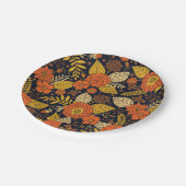 レトロオレンジイエロー&ネイビーフローラ ペーパープレート (アングル)