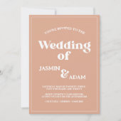 レトロオレンジインスパイアGroovy 70s結婚の 招待状 (正面)