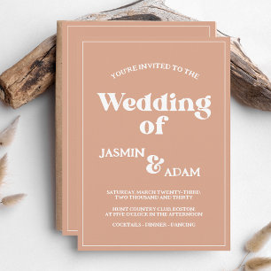 レトロオレンジインスパイアGroovy 70s結婚の 招待状