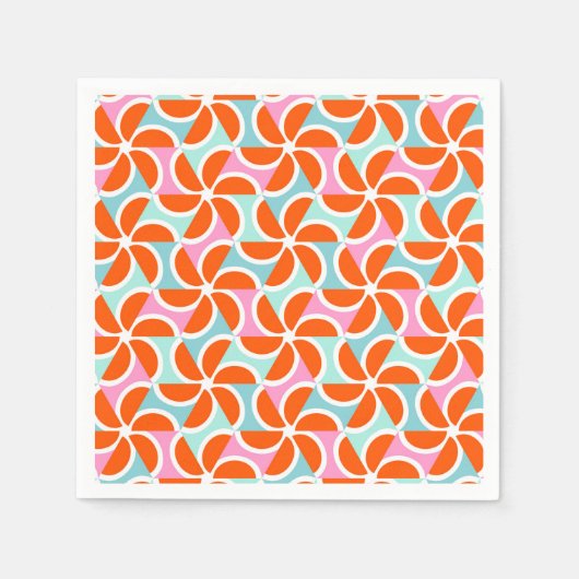 レトロオレンジウェッジパターン スタンダードカクテルナプキン (正面)