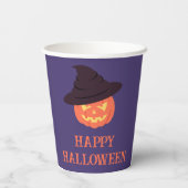 レトロオレンジカボチャハッピーハローウィン紙カップ 紙コップ (裏面)