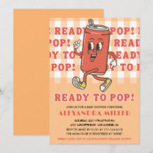 レトロオレンジギンガムのベビーシャワー She's Ready to Pop