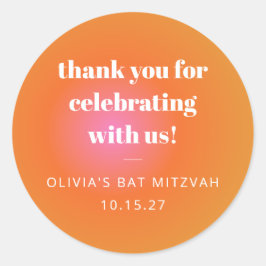 レトロオレンジグラディエントバルミツワーカスタムサンキュー ラウンドシール