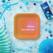 レトロオレンジグラディエントユニークバルミツワーカスタム ペーパープレート (パーティー)