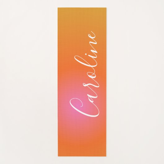 レトロオレンジグラデーション |スクリパーソナライズされたプト名 ヨガマット (正面)