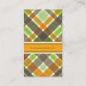 レトロオレンジグリーンシック格子模様プロファイルカード 名刺 (裏面)