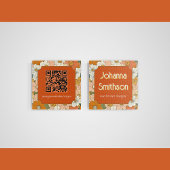 レトロオレンジグルーブフローラスクエア呼出しカード コーリングカード