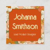 レトロオレンジグルーブフローラスクエア呼出しカード コーリングカード (正面)