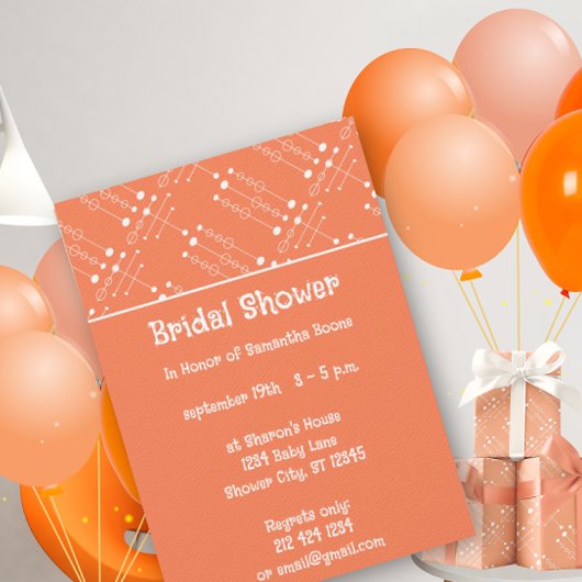 レトロオレンジコーラルヴィンテージMCMミッドセンチュリーモダン 招待状