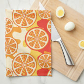 レトロオレンジシトラス模様 キッチンタオル (四つ折り)