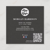 レトロオレンジストライプ色の黄色いロゴ70s、80sのQRコード スクエア名刺 (裏面)