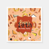 レトロオレンジタマゴッチ誕生日 スタンダードカクテルナプキン (正面)