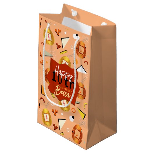 レトロオレンジタマゴッチ誕生日 スモールペーパーバッグ (正面アングル)