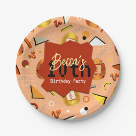 レトロオレンジタマゴッチ誕生日 ペーパープレート