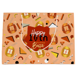 レトロオレンジタマゴッチ誕生日 ラージペーパーバッグ