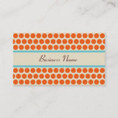 レトロオレンジターコイズ水玉模様名刺 名刺 (正面)