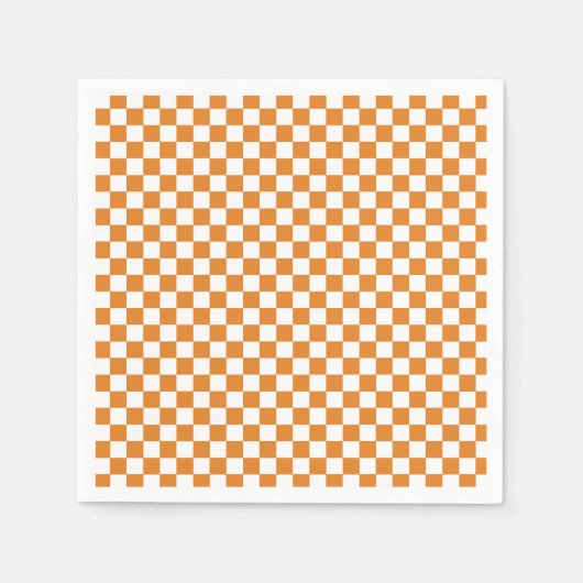 レトロオレンジチェック スタンダードカクテルナプキン (正面)