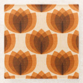 レトロオレンジチューリップ ガラスコースター (正面)