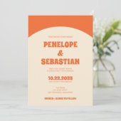 レトロオレンジテラコッタグルーヴィフォトズ結婚ズ 招待状 (スタンド正面)