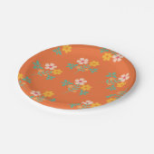 レトロオレンジデイジーブーケパターン ペーパープレート (アングル)