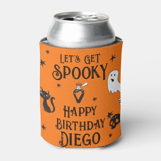 レトロオレンジハロウィーン誕生日「化けよう」 缶クーラー (缶正面)