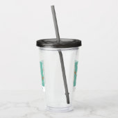 レトロオレンジバーズオン樺の木ツリーイラストレーション アクリルタンブラー (左)