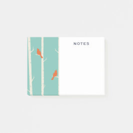 レトロオレンジバーズオン樺の木ツリーイラストレーション ポストイット