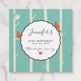 レトロオレンジバーズオン樺の木ツリーズ誕生日 感謝してい フェイバータグ