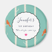 レトロオレンジバーズオン樺の木ツリーズ誕生日 感謝してい マグネット (正面)