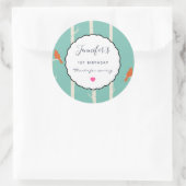 レトロオレンジバーズオン樺の木ツリーズ誕生日 感謝してい ラウンドシール (バッグ)