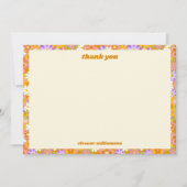 レトロオレンジパープルフローラカスタムブライダルシャワー サンキューカード (正面)