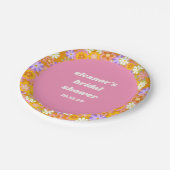 レトロオレンジパープルフローラカスタムブライダルシャワー ペーパープレート (アングル)