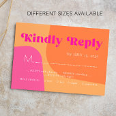 レトロオレンジピンクはっきりしたタイポグラフィウェディングRSVP ノートカード