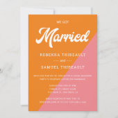 レトロオレンジピンクカラー結婚ブロックのカジュアルパーティー 招待状 (正面)