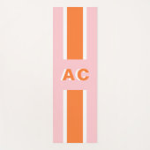 レトロオレンジピンクガールキュートモノグラム ヨガマット (正面)