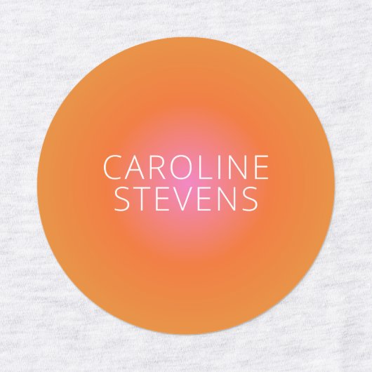 レトロオレンジピンクグラデーション |名パーソナライズされた前 ラベル (デザイン1)