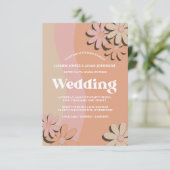 レトロオレンジピンクグルーヴィーフラワーウェディング招待 (スタンド正面)