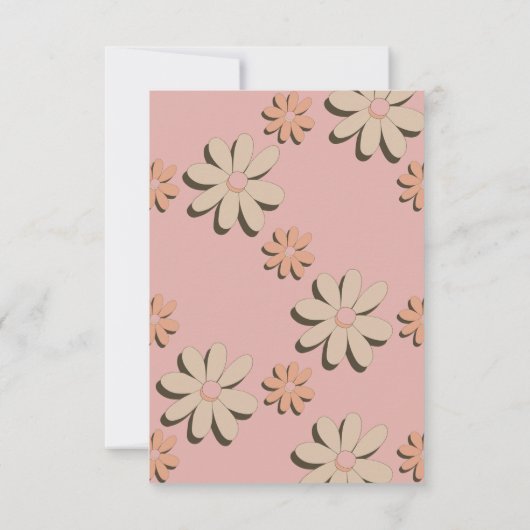 レトロオレンジピンクグルーヴィーフラワーウェディング招待 (裏面)