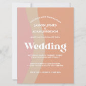 レトロオレンジピンクグルーヴィ結婚式招待状 (正面)