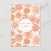 レトロオレンジピンクデイジー結婚の詳細カード エンクロージャーカード (裏面)