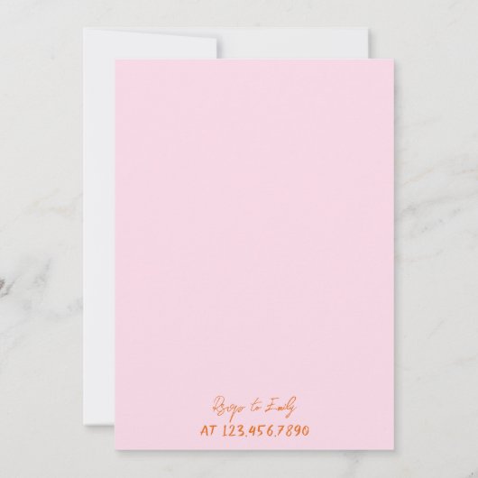 レトロオレンジピンクハンドドローイタリアンブライダルシャワー 招待状 (裏面)