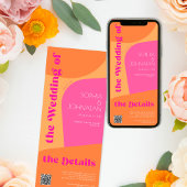 レトロオレンジピンク抽象芸術結婚式rsvp詳細 招待状