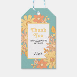 レトロオレンジピーチフローラグルーヴィサンキュー ギフトタグ