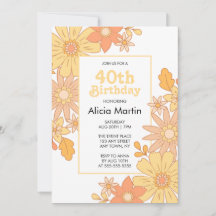 レトロオレンジピーチフローラグルーヴィー40th誕生日