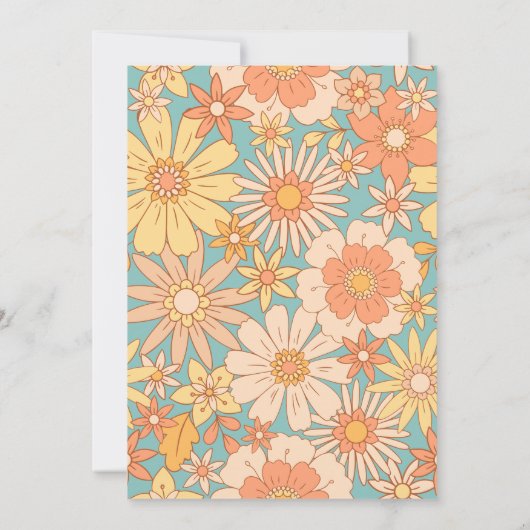 レトロオレンジピーチフローラパターン60誕生日 招待状 (裏面)