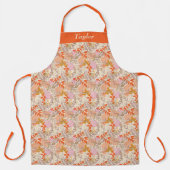 レトロオレンジフローラパーソナライズされたエプロン エプロン (正面)