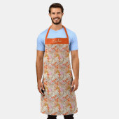 レトロオレンジフローラパーソナライズされたエプロン エプロン (着用した状態)
