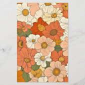レトロオレンジフローラ5.5x8.5縦置きひな形 便箋 (裏面)