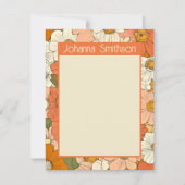 レトロオレンジフローラA6縦文房具カード ノートカード (正面)